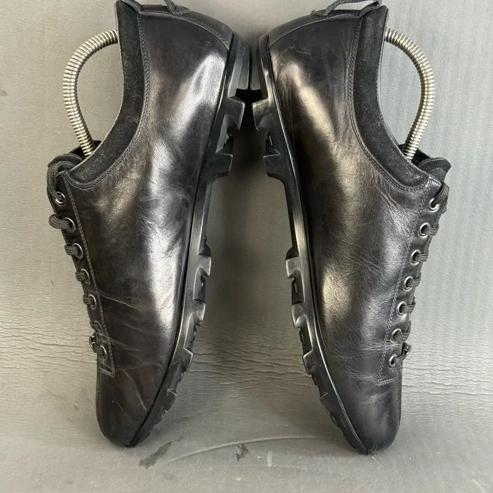 Gucci Vintage Black Leather Lace Up Sneaker shoes men’s size 9.5